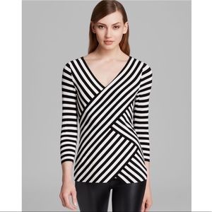 Vince Camuto Wrap Stripe 3/4 Sleeve Top | M